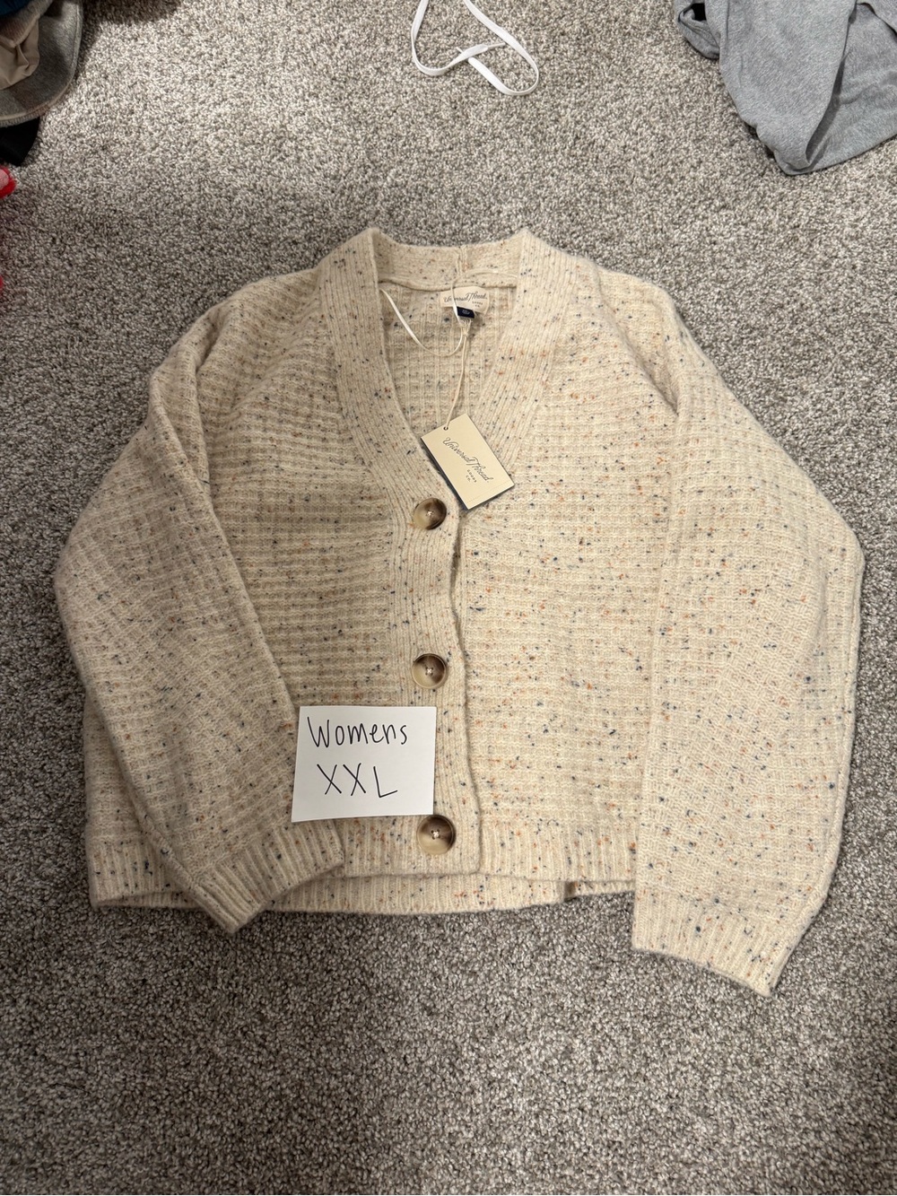 Universal Thread Cream Speckled Button-Front Cardigan